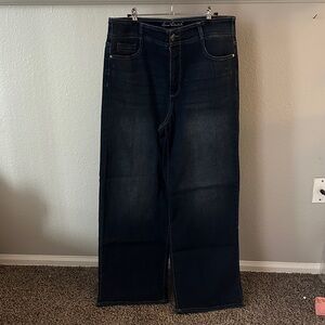 Gloria Vanderbilt Classic Dark Blue Jeans Tummy Sculpt Wide Leg High Rise